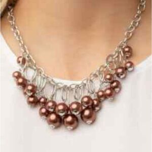 Paparazzi Metallic Brown and Silver Beaded Necklace